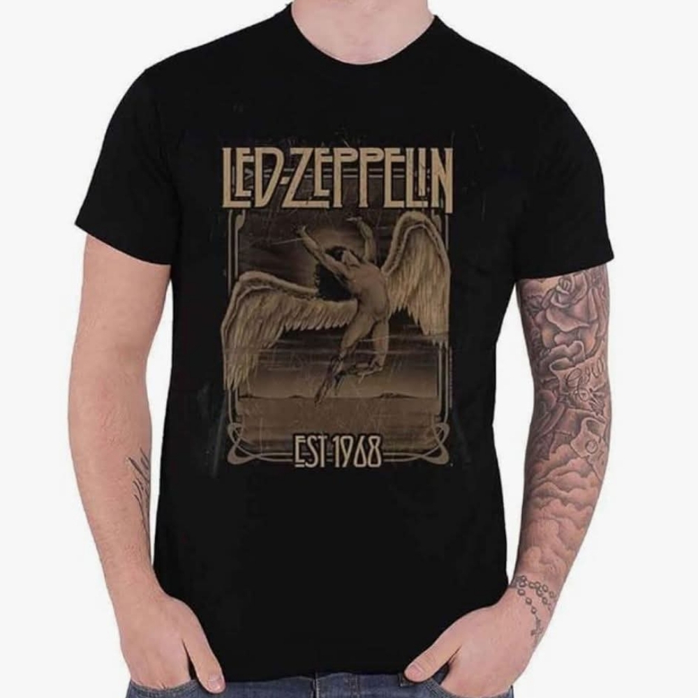 Black Graphic LED ZEPPLIN ROCK N ROLL T-Shirt